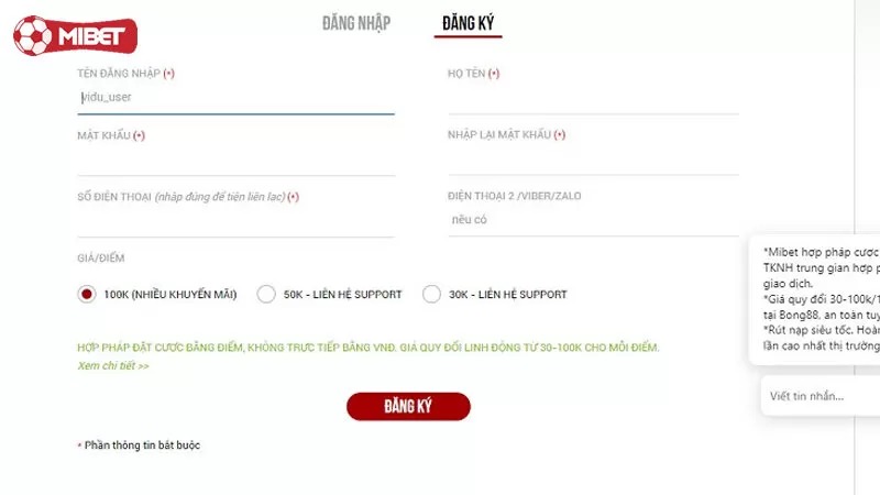 Cược thủ khai báo chính xác khi đăng ký tài khoản Mibet